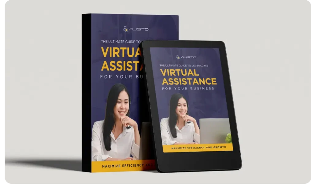 The Ultimate Guide to Leveraging Virtual Assistance for your business ebook and tablet showing the book cover
